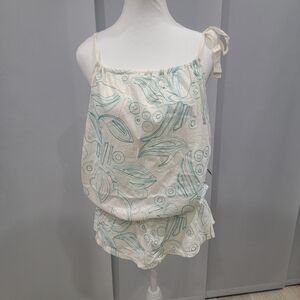 Elegant Cream and Blue Camisole Top